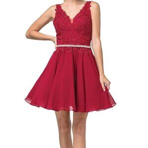 NWT Dancing Queen 3011 Appliques Holiday Dress Burgundy size XL
